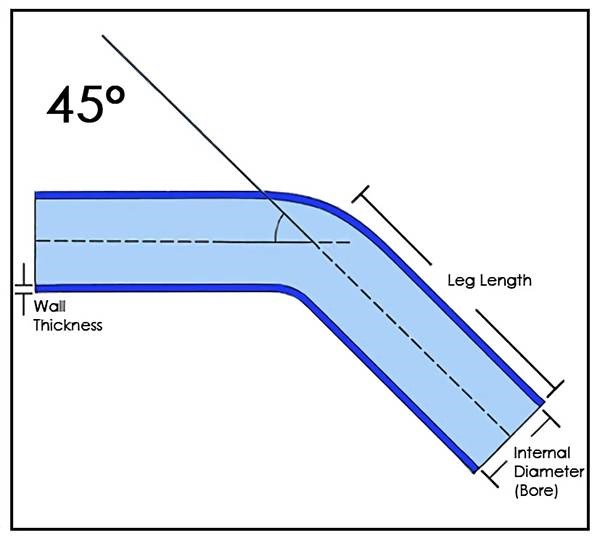 The leg lengths on our silicone hose elbows